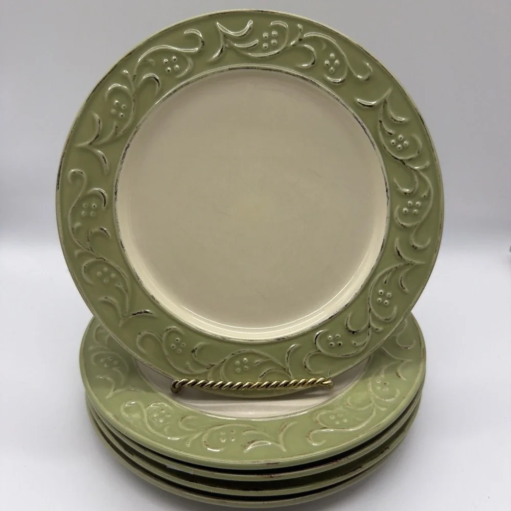 SET OF 5 PIER 1 ANTIQUE‎ FLORAL DINNER PLATES 8.5 Read